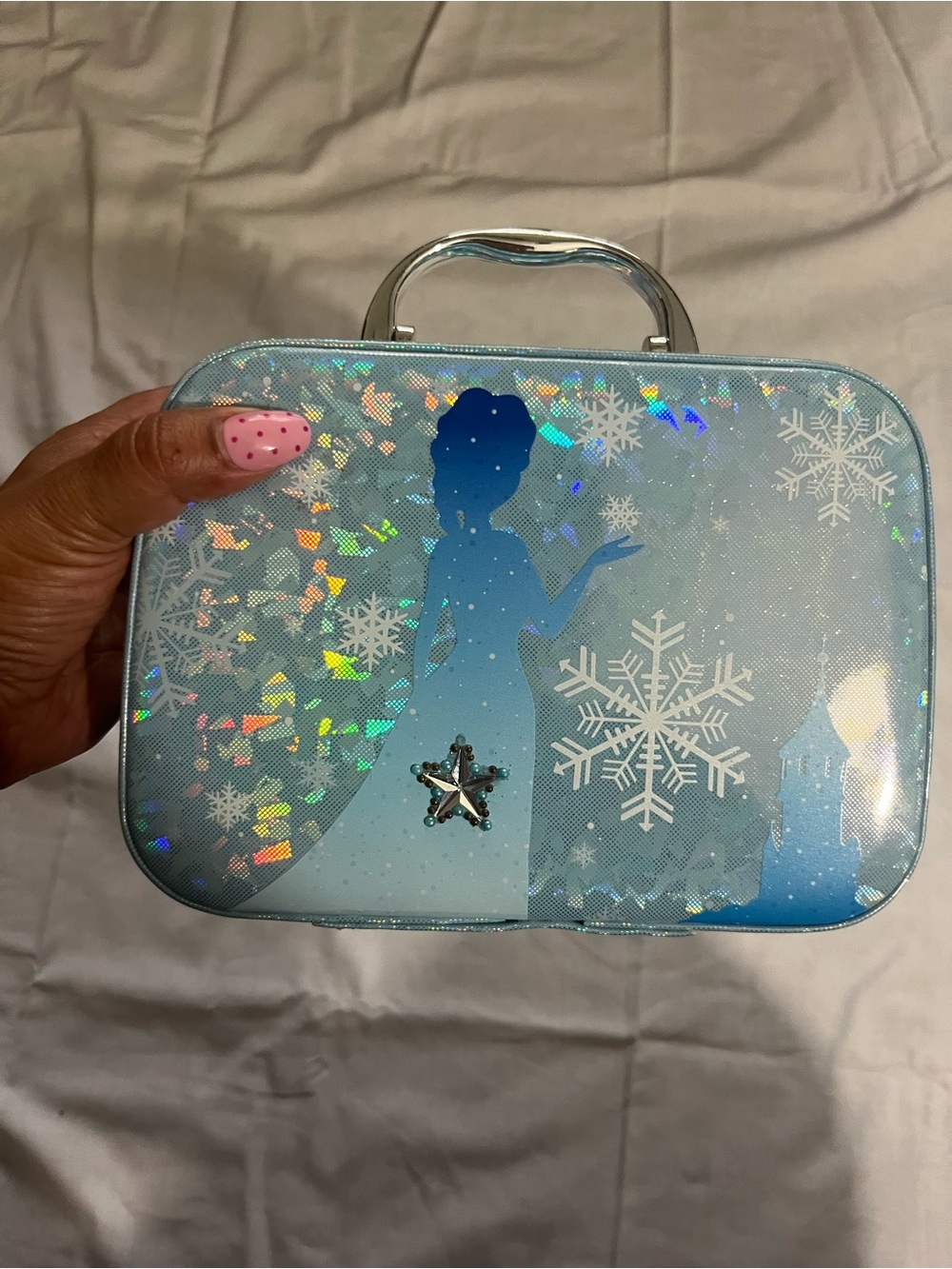 Girls' Blue Sparkle Snowflake Carry Tote - Character Silhouette